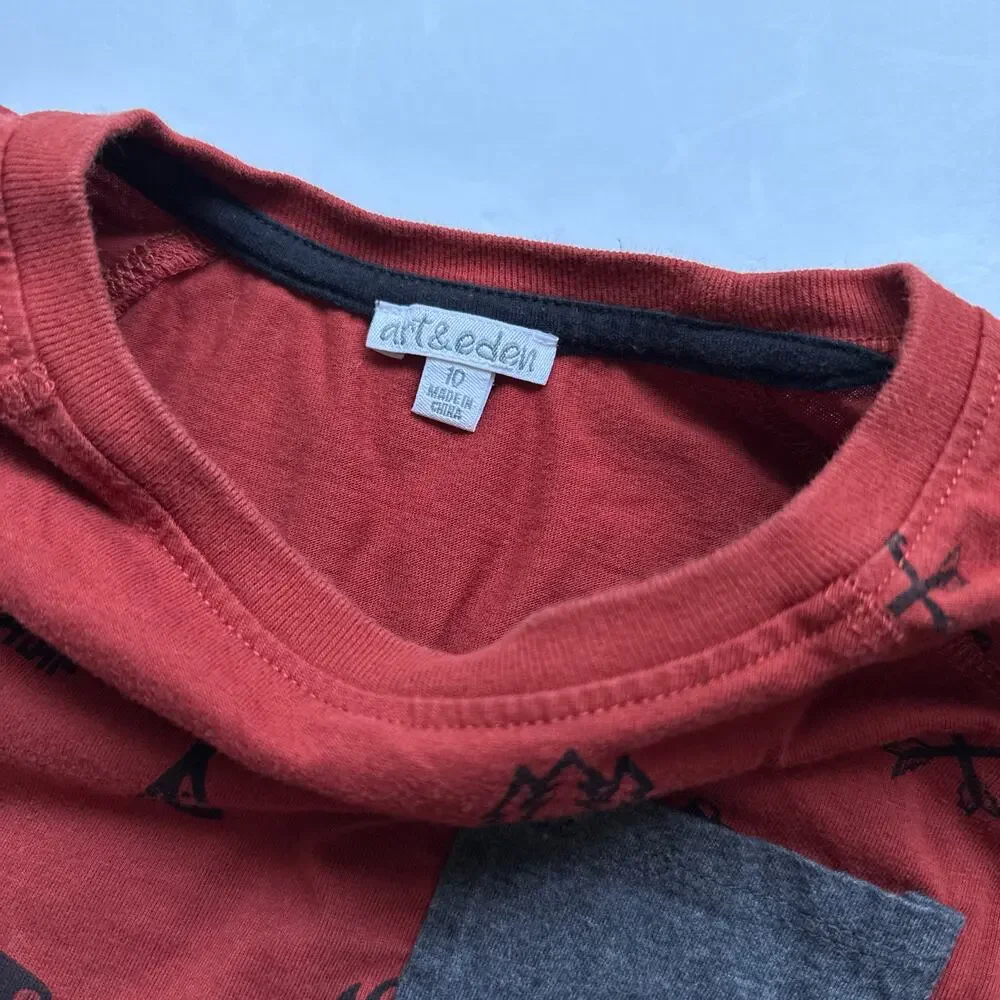 Art & Eden Size 10 Long Sleeve Camping Print Tee